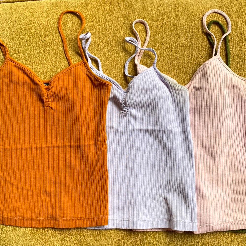 Topshop spaghetti strap tank top bundle in green, orange, lilac, and pink - XS